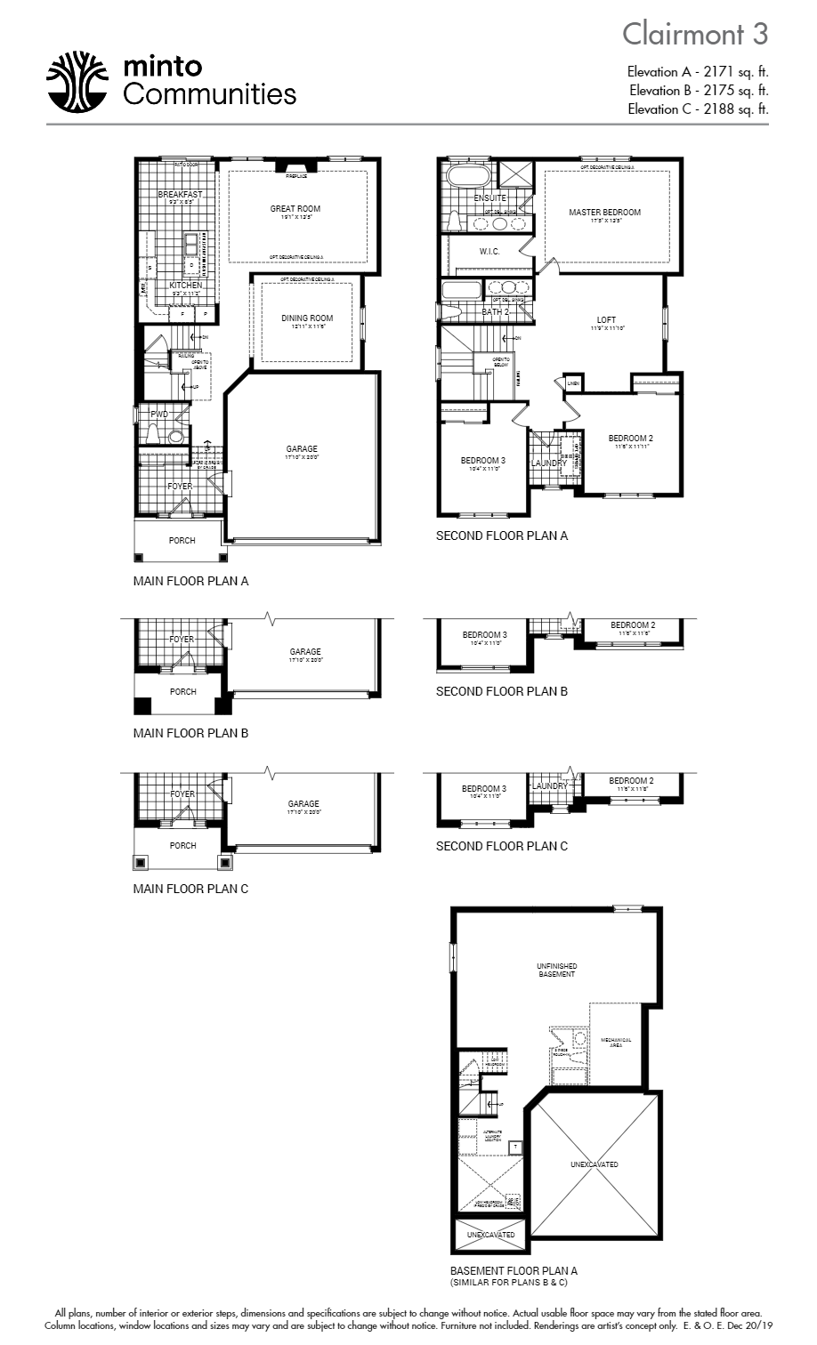 Clairmont - 3 Bedroom floor plan