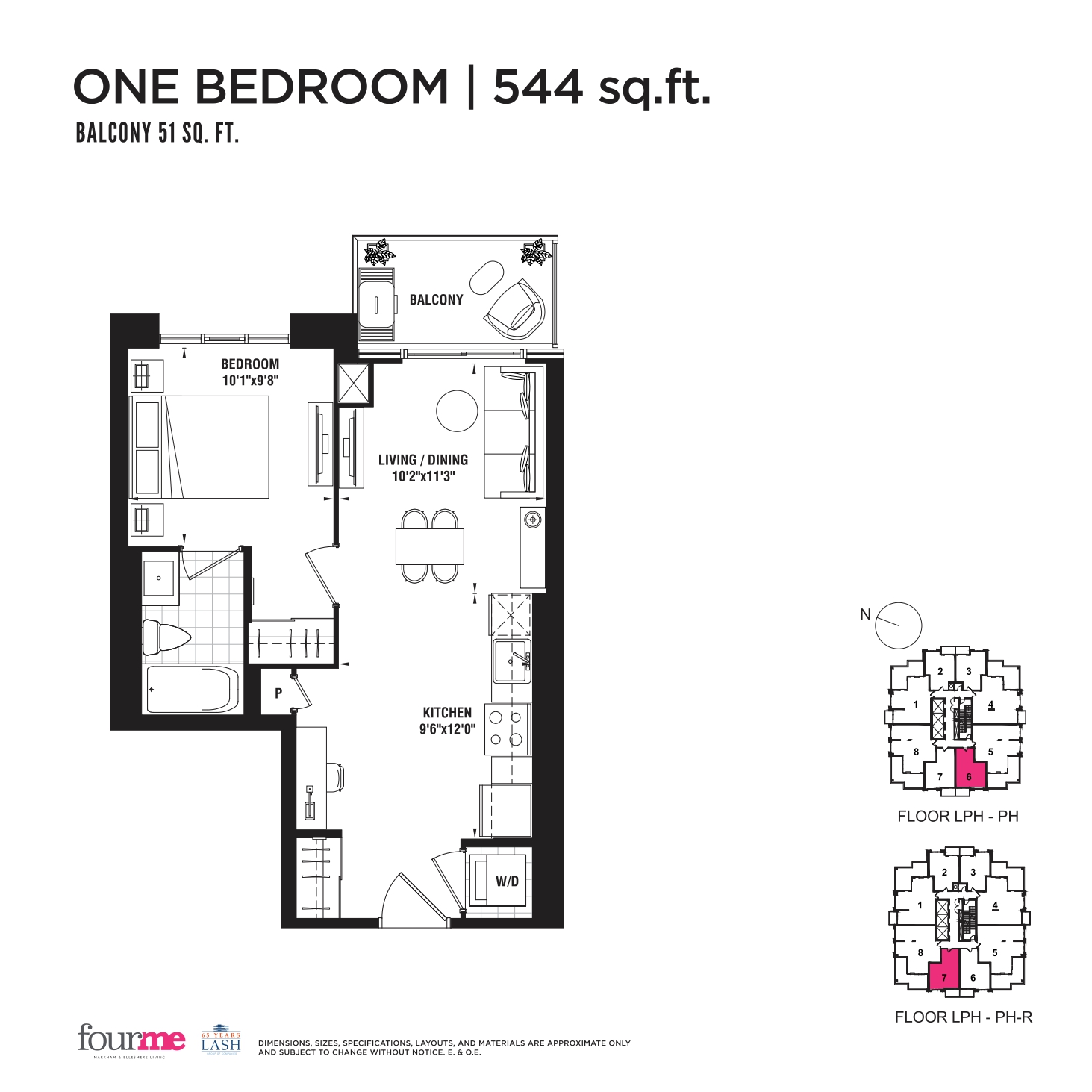 544 sq ft floor plan