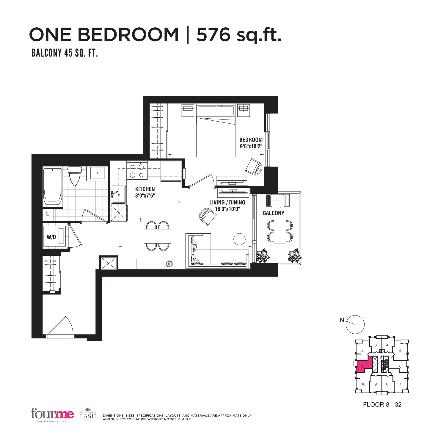 576 sq ft floor plan