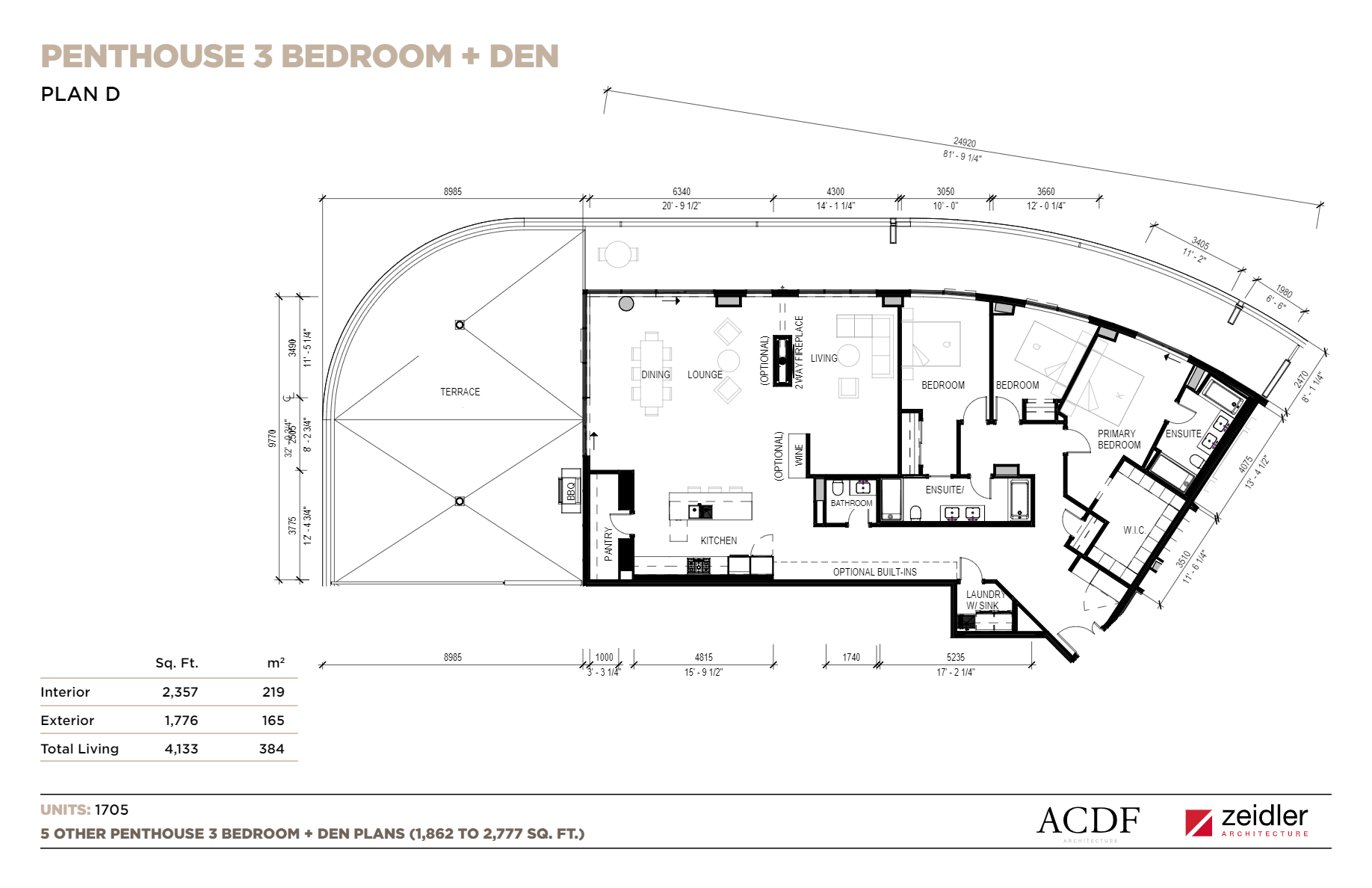 Plan D (PENTHOUSE 3 BEDROOM + DEN) floor plan
