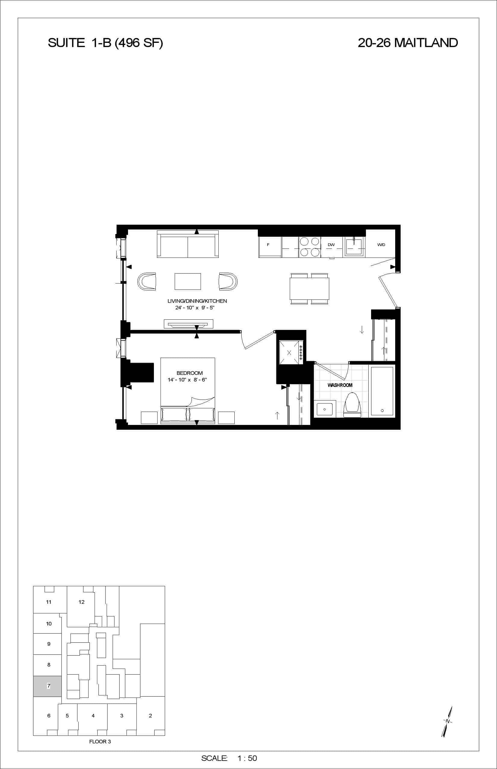 1-B floor plan