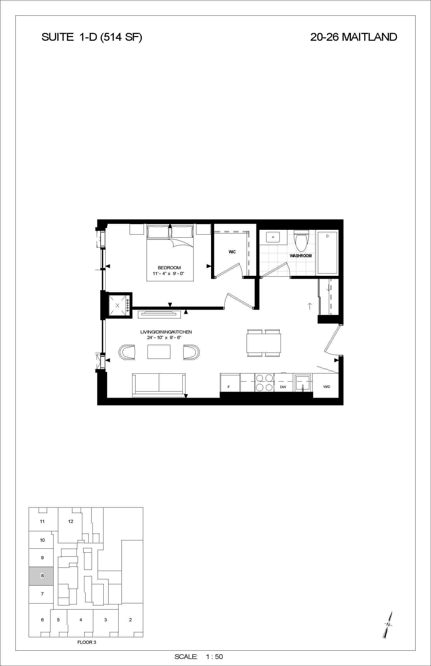 1-D floor plan