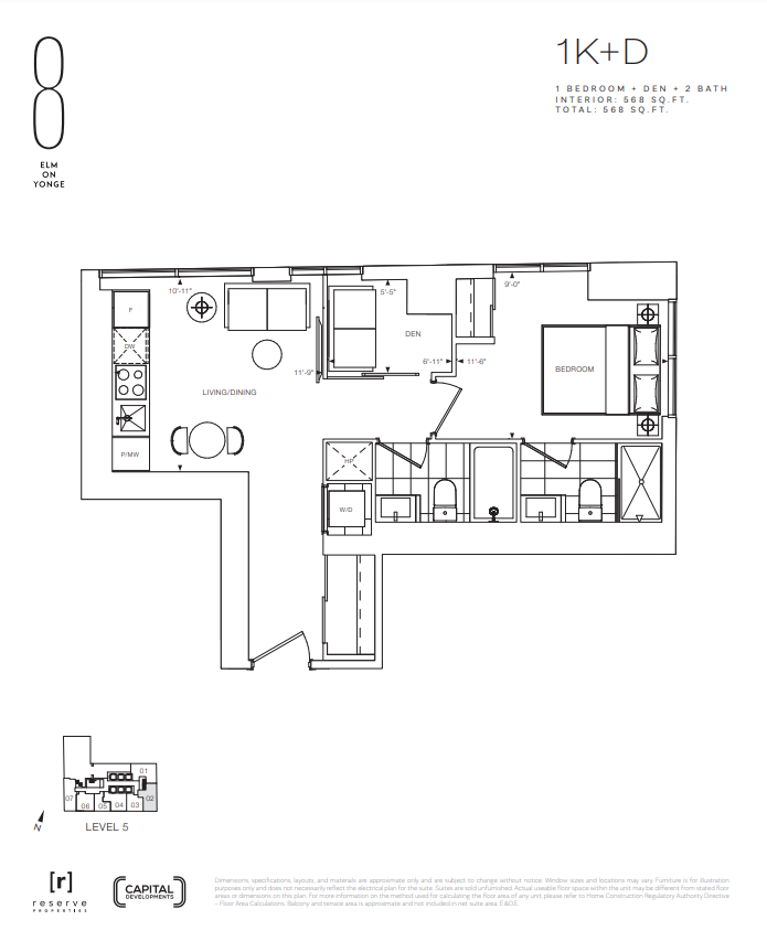 1K+D floor plan
