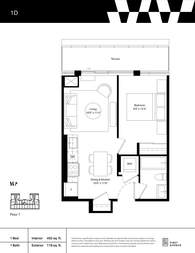 1D floor plan