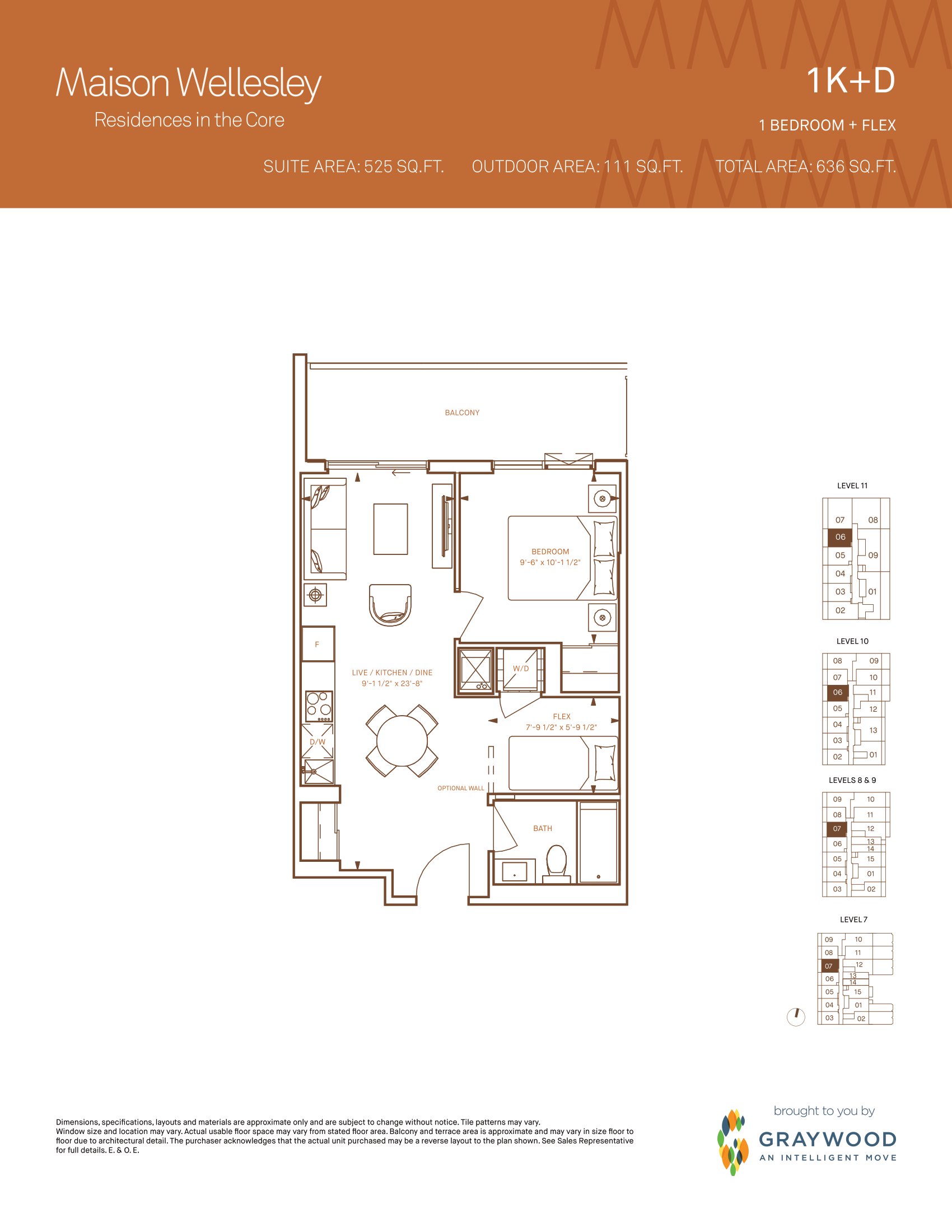 1K+D floor plan