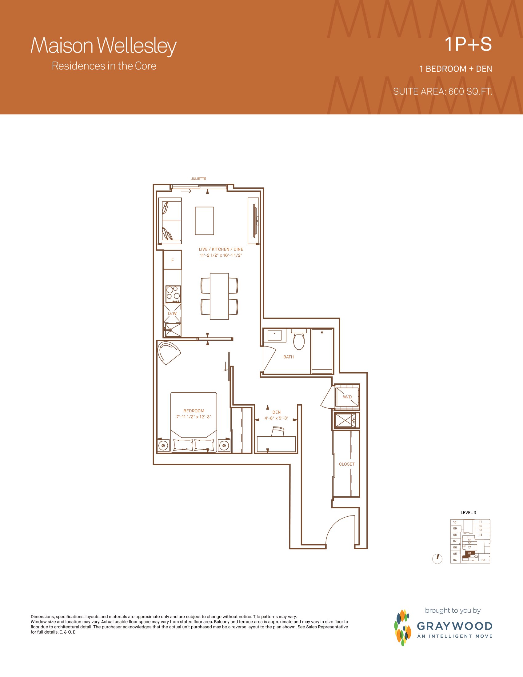1P+S floor plan