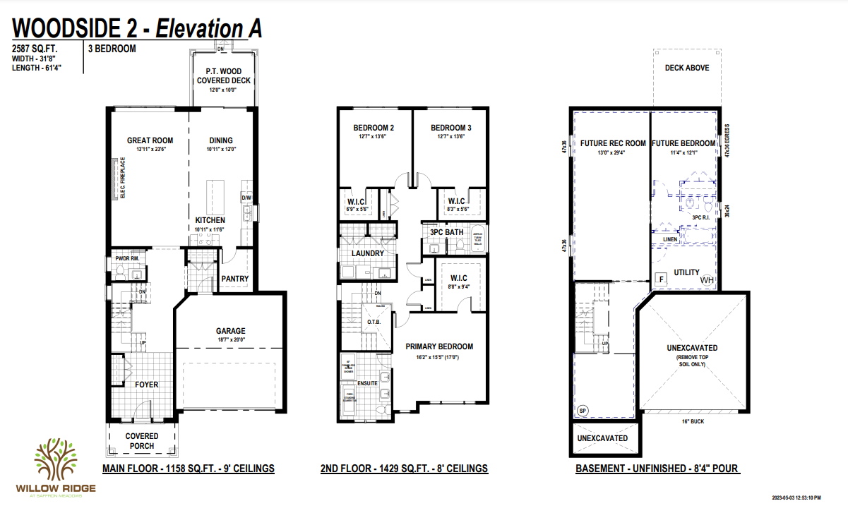 WOODSIDE 2 - Elevation A - 3 Bed floor plan