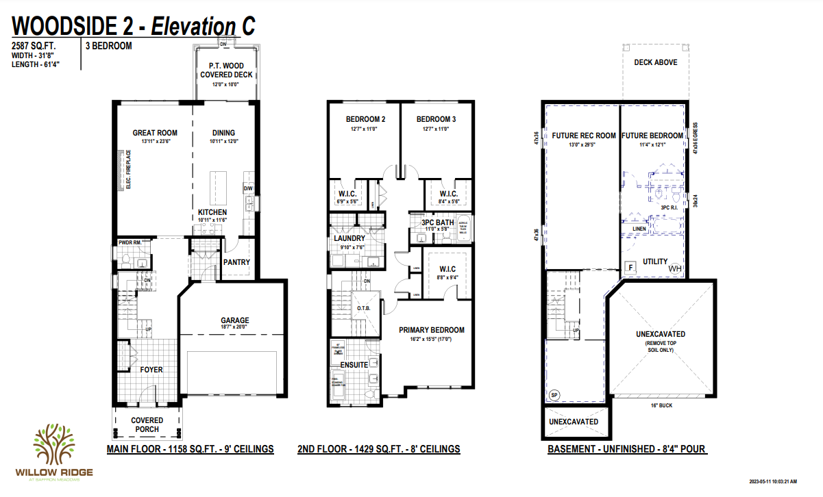 WOODSIDE 2 - Elevation C - 3 Bed floor plan