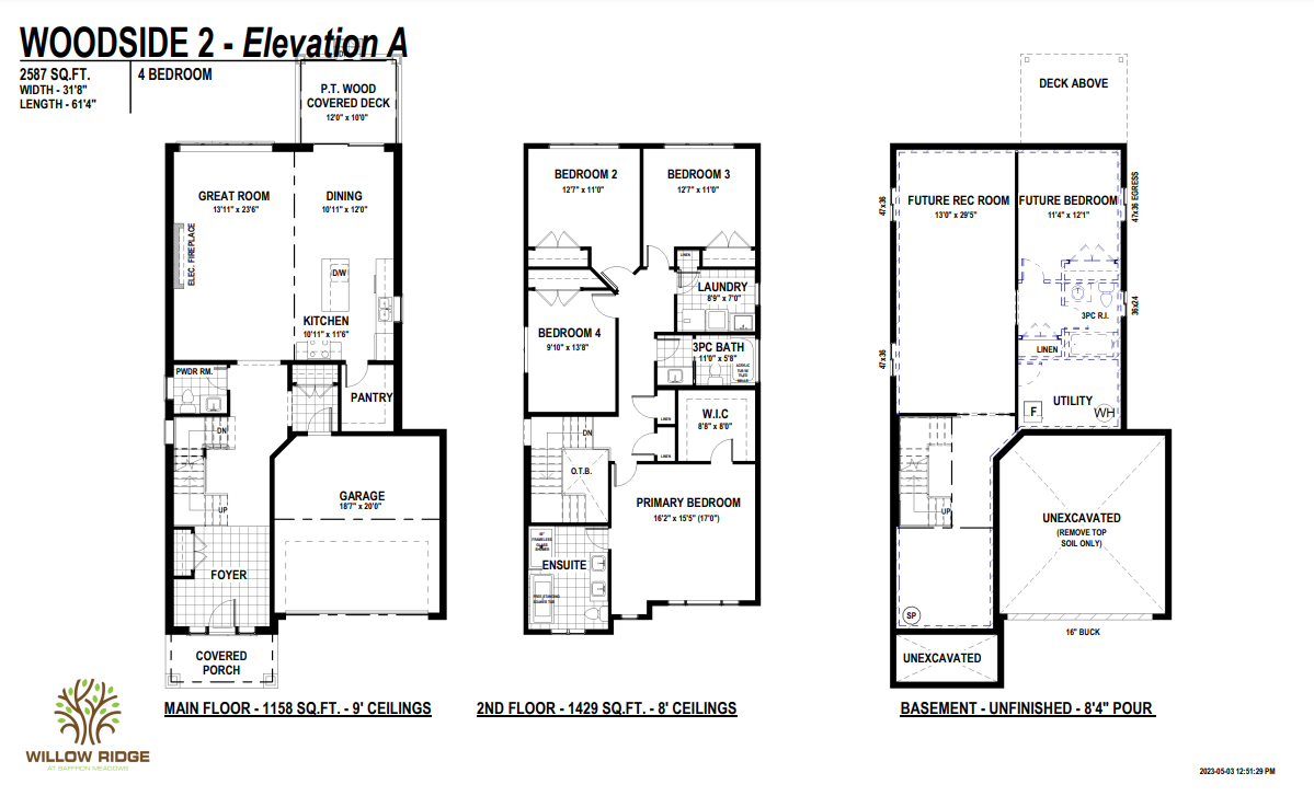 WOODSIDE 2 - Elevation A - 4 Bed floor plan
