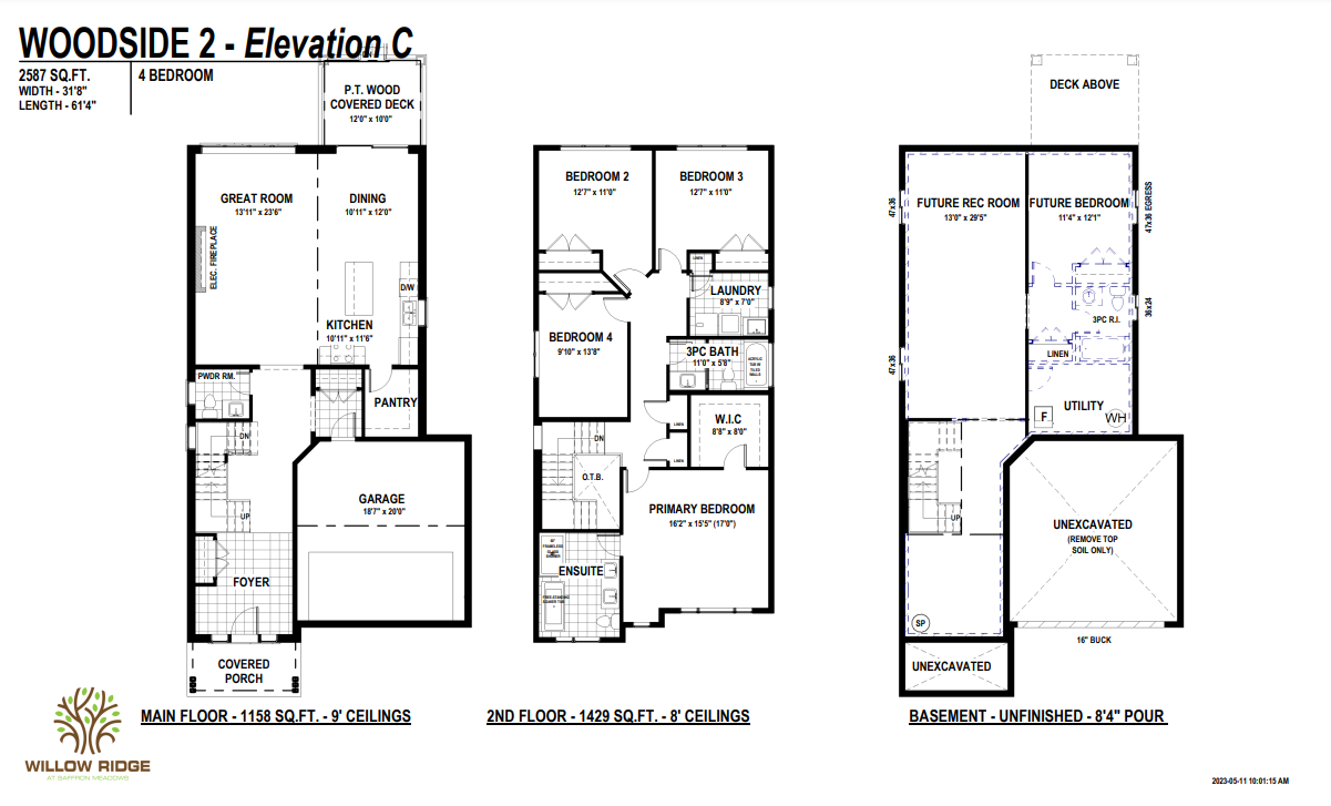 WOODSIDE 2 - Elevation C - 4 Bed floor plan