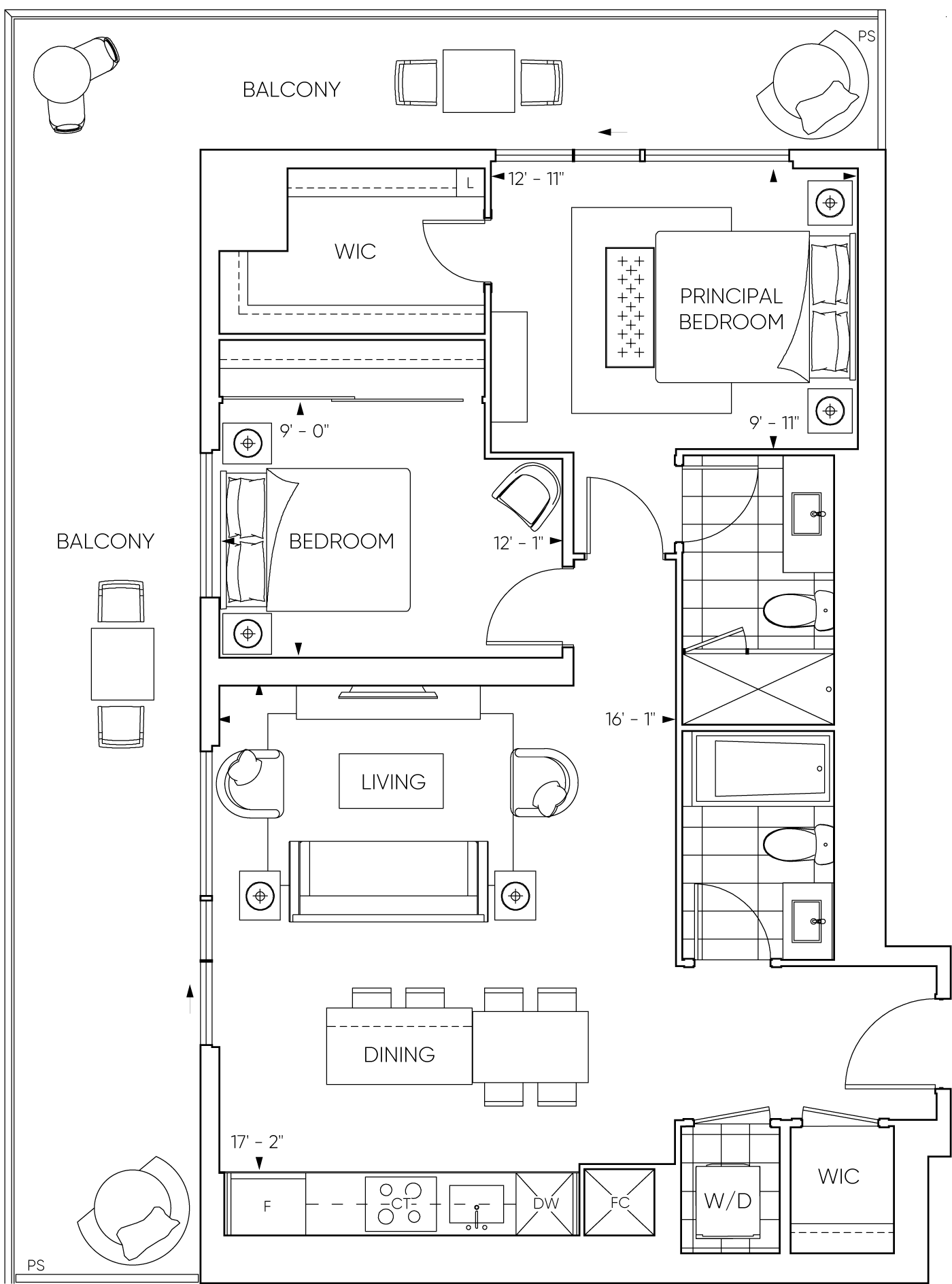 2BBB floor plan